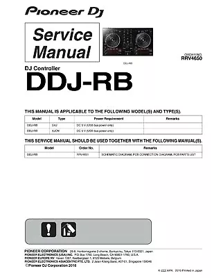 Service Manual Instructions For Pioneer Ddj-Rb • $24.98