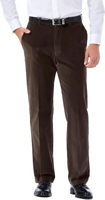 Haggar Corduroy Expandable Waist Classic & Straight Fit Flat Front Pant 36/29 • $24.95