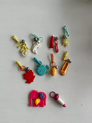 Vintage 1980s Plastic Clip On 80s Bell Charms Lot 10 Mixed Charms Plus • $29.50