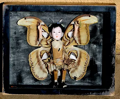 KEVIN BEER Butterfly Girl Mixed Media Shadow Box Sculpture • $276.50