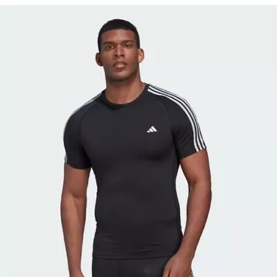 Adidas Techfit Top T-Shirt Sport Gym Size S Black • $49.95