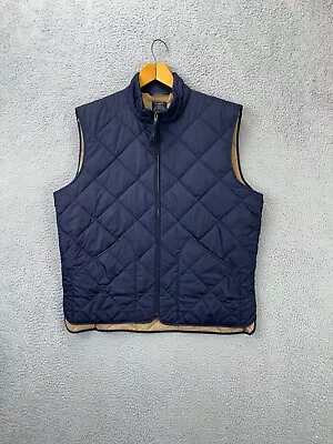 J.Crew Vest Mens XL Authentic Blue Quilted Insulated Full Zip Pockets Outdoor • $40