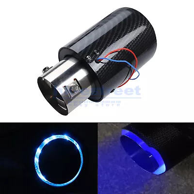 Universal Car Exhaust Muffler Tip Tail Pipe Carbon Fiber Blue LED Turbo Throat • $21.14