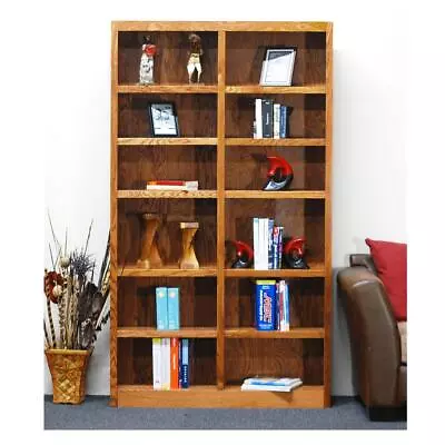 Concepts In Wood Double Wide Bookcase 12 Shelves Dry Oak Finish • $414.08