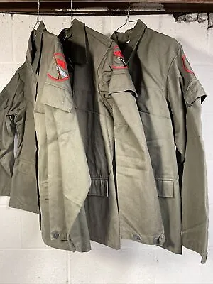 European Military Surplus Shooting Shirt Jacket Button Front Collar Sage Lot X3 • $24.99