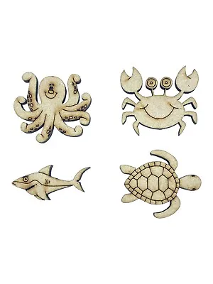 16x Assorted Sea Life Nautical 3cm Wood Craft Embelishments Laser Cut Shape MDF • £3.15