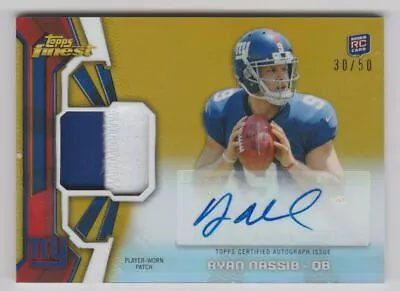 Ryan Nassib 2013 Topps Finest Gold Refractor 2 CLR Patch Auto Rookie Auto 30/50 • $9.49