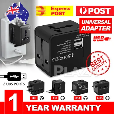 $16.95 • Buy Universal Travel Adapter Dual 2 USB Power Plug To AU EU USA UK Charger Converter