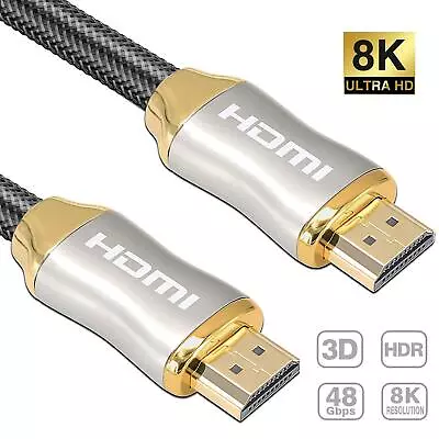 8K HDMI 2.1 Cable UHD 8K/60fps 48Gbps Lead +4K/2K Support PS5 PS4 Sky 2M LONG • £8.99