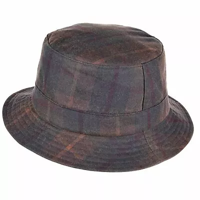 British Waxed Cotton Bucket Bush Hat Tartan Wax Waterproof ZH213 • £23