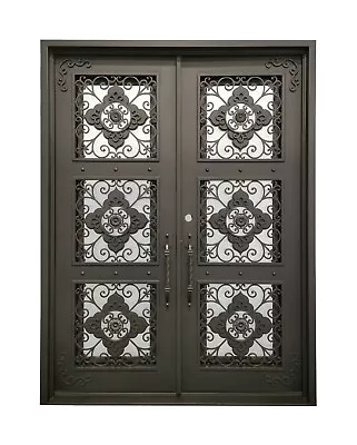 Allen Pre Hung Front Entry Iron Door Rain Glass 62 X 96  Right Active Inswing • $3995