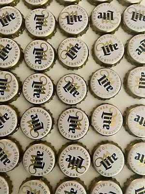 Miller Lite Beer Bottle Caps Lot Of 100 White Crafts Collectible Bar Decor • $6