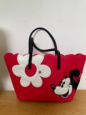 Disney Store Women Girls Minnie Mouse Tote Bag Faux Leather Red & White Flower • £12.99