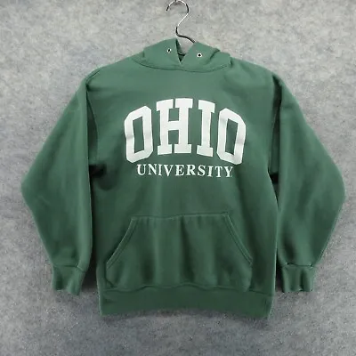 VTG Ohio Bobcats Hoodie Mens Small Green OU University Sweatshirt Made In USA • $29.99