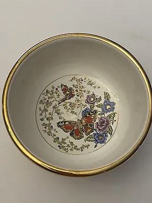 VTG Manousakis-Keramik Rodos Butterfly Floral Gold Trimmed Bowl Greece Hand Made • $18.99