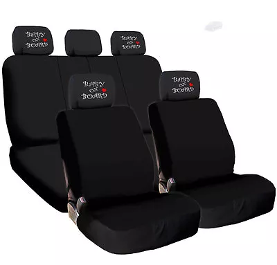 For Mazda New Black Flat Cloth Car Seat Covers With Embroidery Headrest Cover  • $37.68