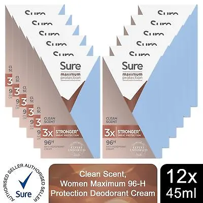 £38.99 • Buy Sure Women Maximum Protection Clean Scent Anti-Perspirant, 12 Pack, 45ml