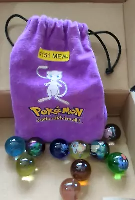 10 Lot Vintage Nintendo / Pokemon Marbles Lot In MEW Purple Bag 2000 • $29.99