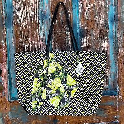 Vera Bradley La Neon Rose DOUBLE TAKE TOTE Houndstooth Texture Scarf Retired NWT • $69.99