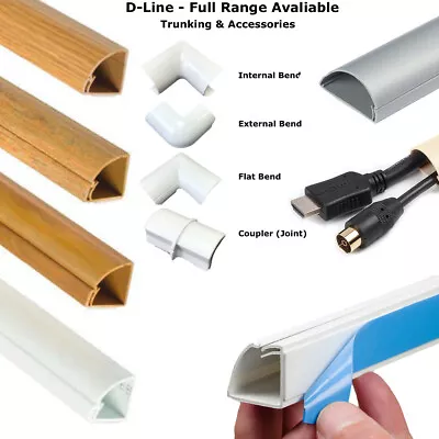 D-line Self Adhesive Trunking Tv Cable Cover Pvc Plastic Dline & Accessories • £3.97