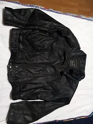 I.O.U. Black Leather Jacket Men’s Size X-Large Vintage Nice Condition • $35