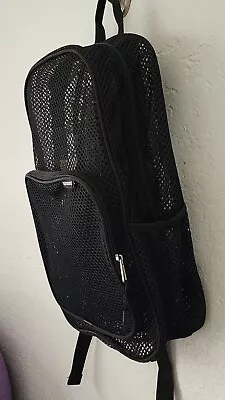 Eastsport Mesh BLACK Backpack Book Bag School Travel Breathable See-thru VGUC • $9.95