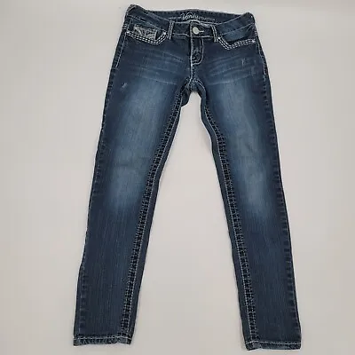 Vanity Jeans 28x28 Harlow Skinny Embroidered Medium Wash Blue Denim Women's • $24