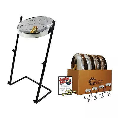 Jumbie Jam Steel Drum Educators 4-Pack - Metal Z-Floor Stands - Chrome Pans (G)  • $1374.95