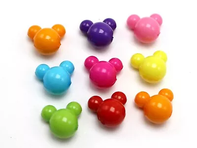 Craft DIY Bright Color Acrylic Mouse Face Charm Beads 10mm 12mm 16mm Jewelry • $5.99