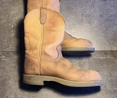 Vintage Georgia Boots Steel Toe Pull On Roper Boots Men's 7.5 C • $48