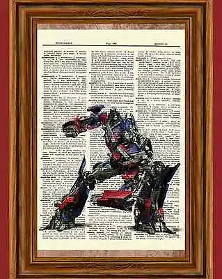 Optimus Prime Transformers Dictionary Art Poster Picture Vintage Book Page • $5.99