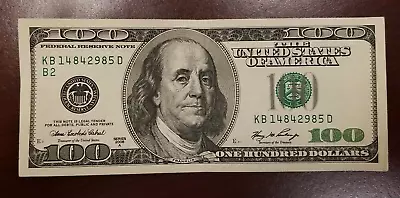 Series 2006 A ~ US One Hundred Dollar Bill Note $100  ~ New York KB 14842985 D • $130