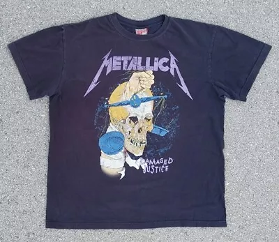 Vtg 2000s Metallica Damaged Justice Bootleg T-Shirt Size (XL) • $50