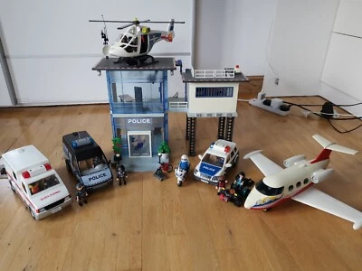 Playmobil Police Station 5176 Car Van Ambulance Plane Bike 17 Figures Accs • £49.99
