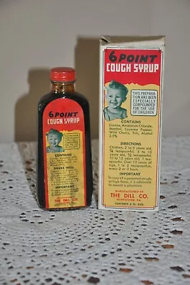 Vintage DILL'S  6 Point Cough Syrup & Box  NorristownPa  Quack Medicine • $13.25