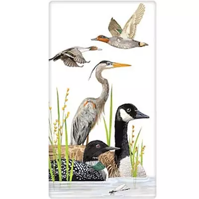 Mary Lake-Thompson Water Birds Heron Duck Goose Flour Sack Kitchen Towel • $10.50