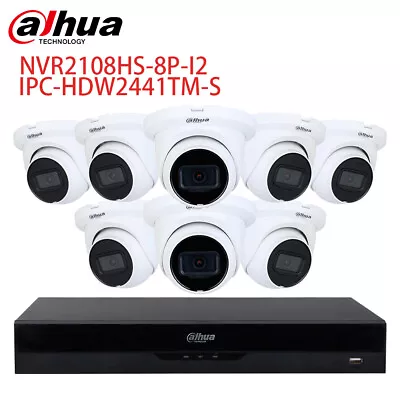 Dahua KIT 8CH 8POE NVR2108HS-8P-I2 4MP IP Camera CCTV Security Camera System Lot • $80.75