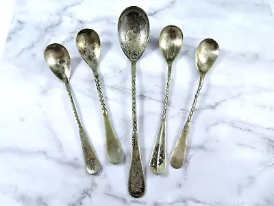 Vintage Niagara Falls Silver Company 1877 Mixed Lot 5 Spoons Twisted Handles • $34.20