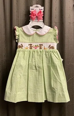 Girls NWT Collection Bebe By Vive La Fete Smocked Dress Easter Free Bow 12 Mos • $38.37