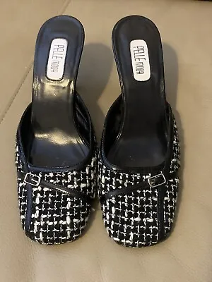 Pelle Moda Houndstooth W/ Silver Buckle Patent Trim Heel SZ 7.5 • $33