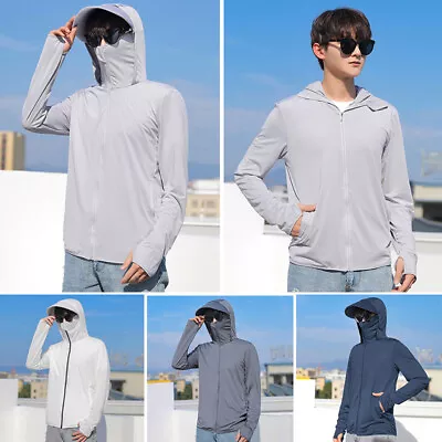 $12.49 • Buy UPF50+ Men's Sun Skin Protection T-Shirt Hoodie Long Sleeve Outdoor Fishing Tops