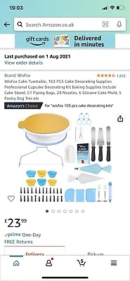 WisFox Cake Turntable 103 PCS Cake Decorating Supplies Professional Cupcake Kit • £14.99