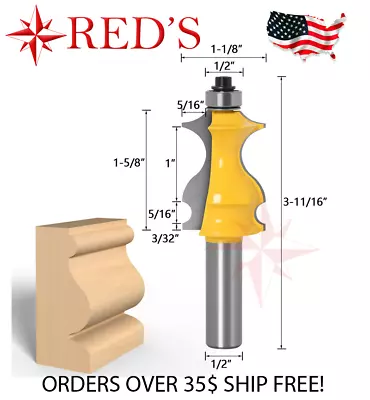 REDS Y80764-8 - 1-5/8  Decorative Molding Router Bit 1/2  Shank • $9.99