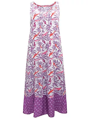 Women M&S Viscose White-Lilac Sleeveless Long Nightdress Lounge Dress Size 6 -12 • £11.85