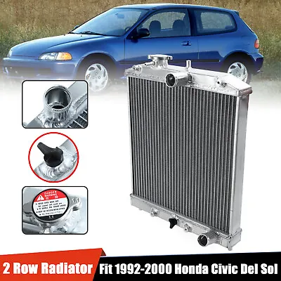 Racing Radiator 2 Row Aluminum For 1992-2000 Honda Civic Del Sol EG/EH/EJ/EM/DC • $54.88