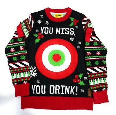 Tipsy Elves Ugly Christmas Sweater Drinking Game You Miss Drink Game Men's XL • $21.21