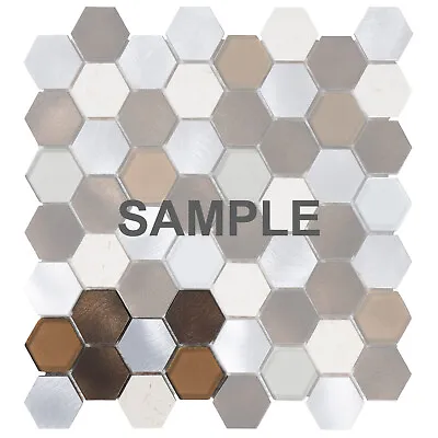 Brown Beige Marble Metallic Aluminum Hexagon Mosaic Tile Kitchen Bath Backsplash • $3.99
