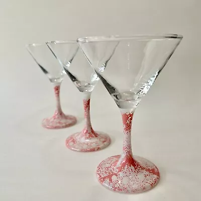 3 Martini Cocktail Glasses. Pink & White Stem. 150ml • $30