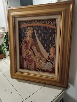 Vintage Lady And The Unicorn European  Tapestry  Well Crafted Rare Antique! • $175