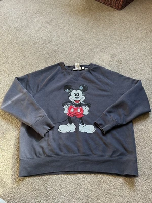 £8 • Buy Grey H&M Sequin Mickey Mouse Sweatshirt Size M